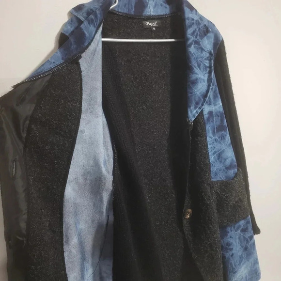 Papa Vancouver Womans  Long Blue/Black Button Down Sweater. - Picture 5 of 9